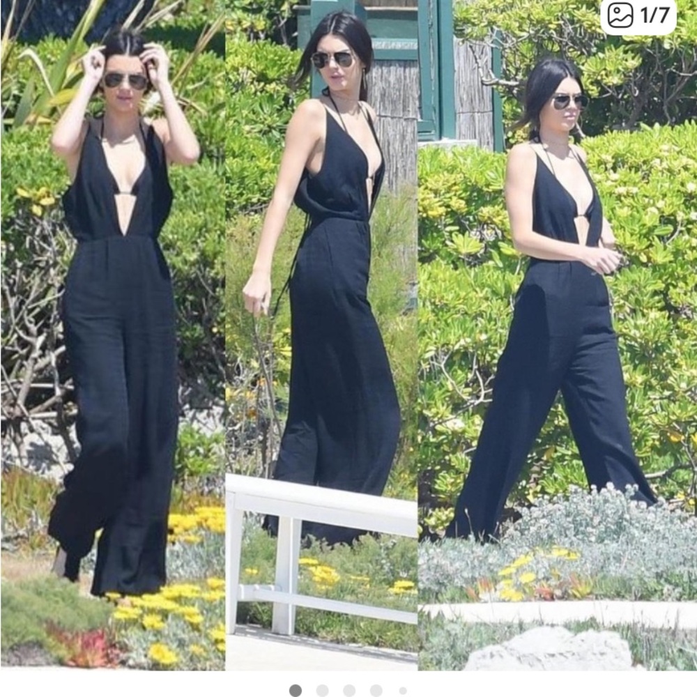 Kendall and Kylie deep v jumpsuit in black